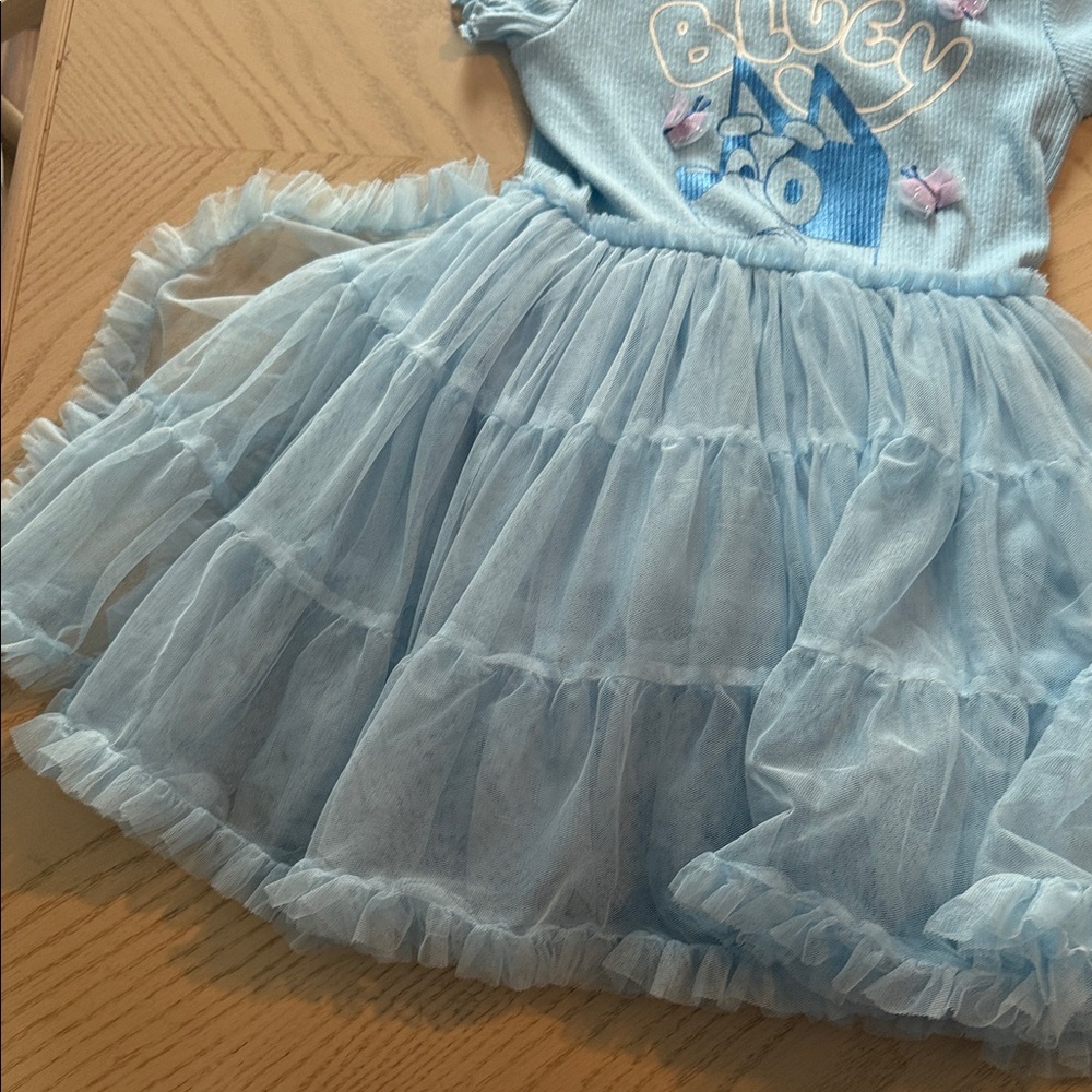 Light Blue Ruffle Tulle Dress with Knit Bodice 💜 - Picture 5 of 5